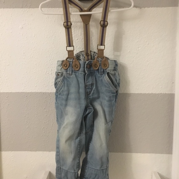 Boy H&M Jeans/Pants w/ Suspenders - Picture 2 of 5